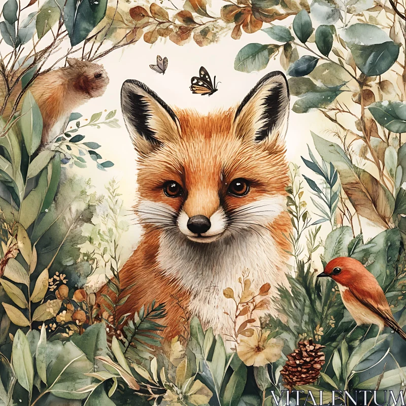 Woodland Companions: A Fox's Serene Encounter