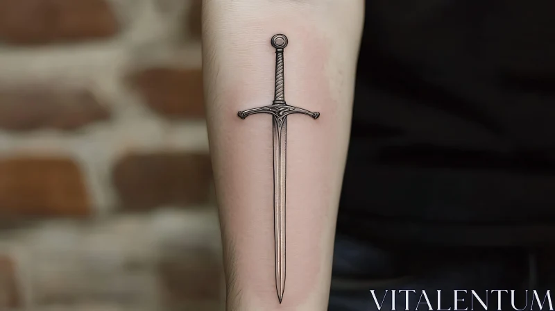 Intricately Designed Sword Tattoo on Arm