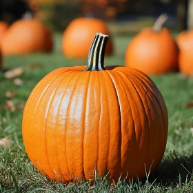 Vibrant Pumpkin on Green Grass