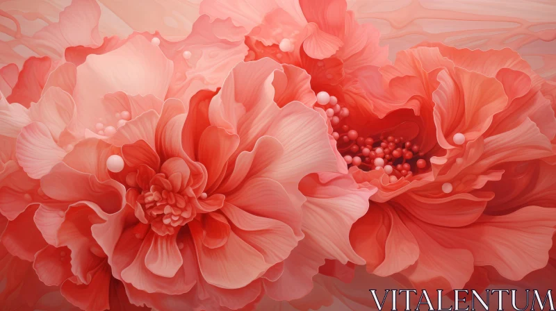 Mesmerizing Digital Painting of Red Flowers in Rococo Style AI Image