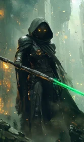 Hooded Figure with Energy Staff