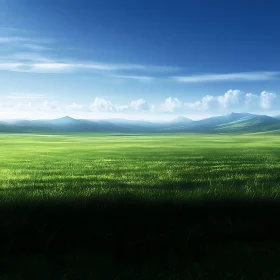 Vast Green Field and Blue Sky