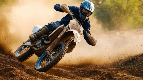 Motorcycle Racing Through Dust