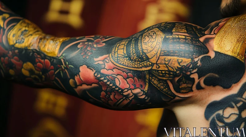 Intricate Japanese Arm Tattoo AI Image