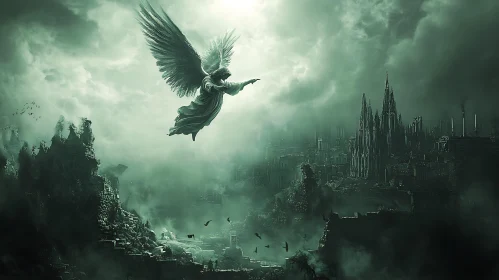 Guardian Angel Over Gothic Ruins