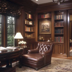 Classic Library Room with Books and Armchair