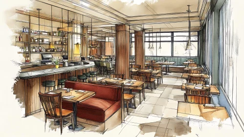Interior Design Restaurant Illustration