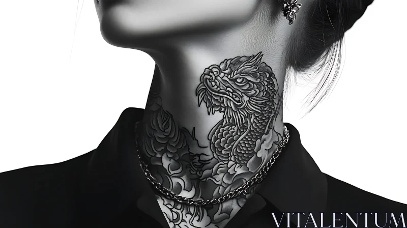 Intricate Dragon Neck Tattoo Art AI Image