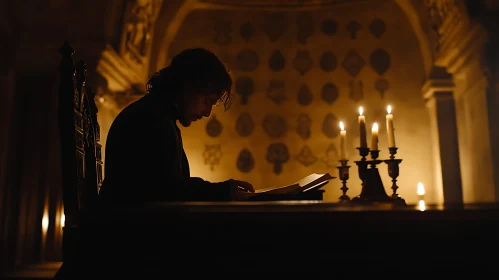 Contemplative Reading in a Candlelit Chamber
