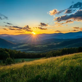 Golden Sunset Over Mountain Ranges