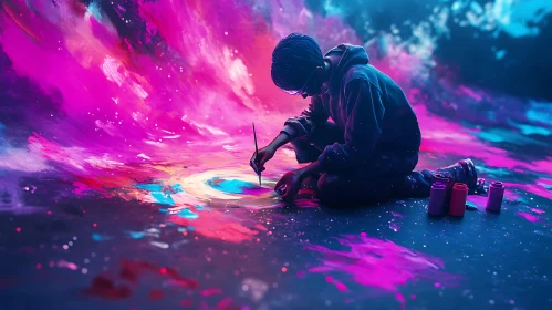 Cosmic Painter: A Colorful Creation