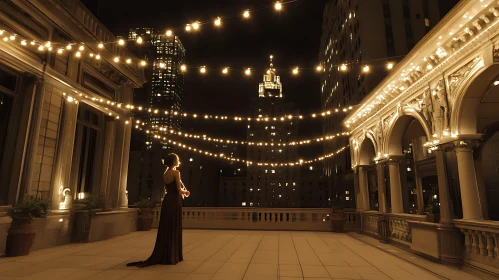 Woman in Dress Under City Lights