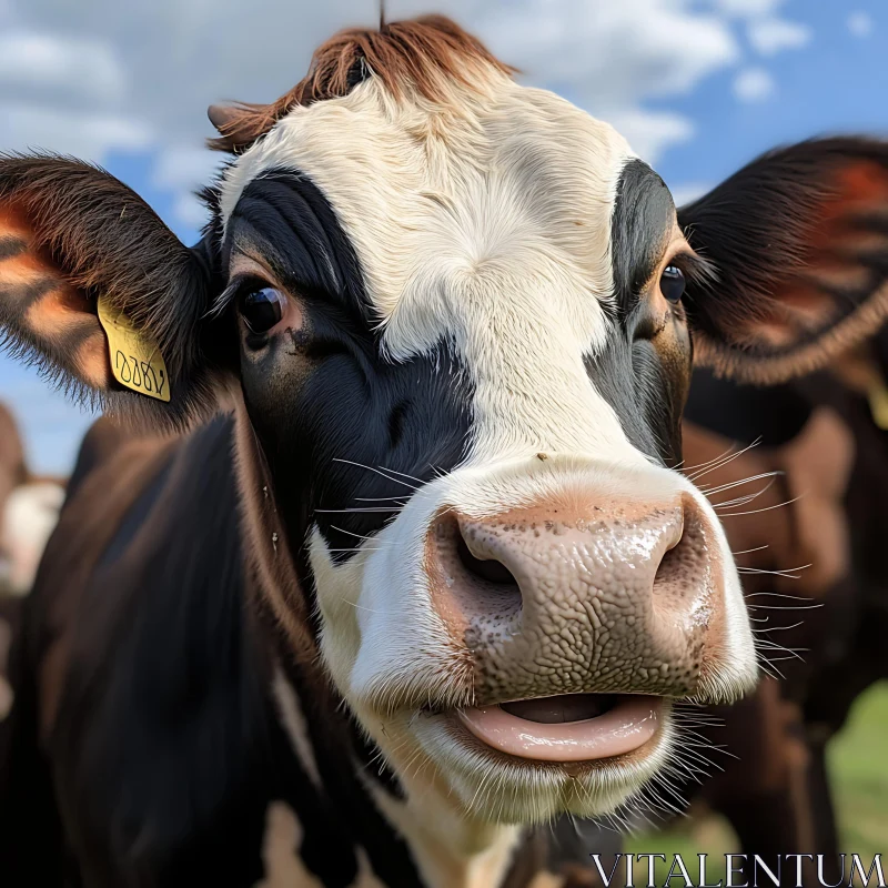 Cow Face Close-Up with Tongue AI Image