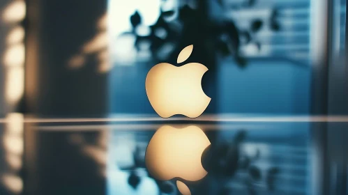 Illuminated Apple Symbol with Reflection