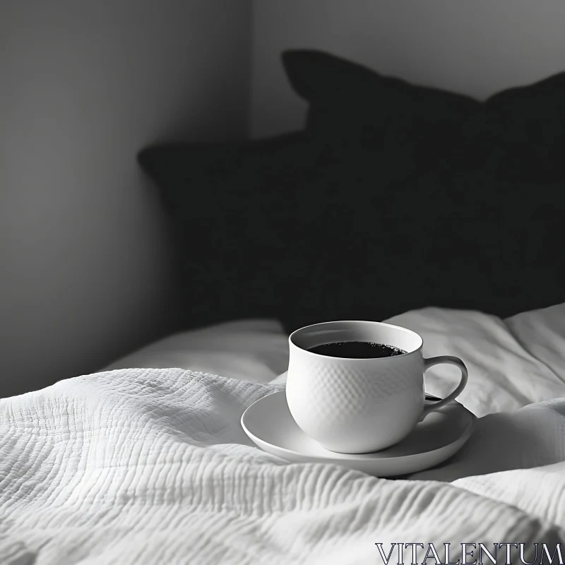 Coffee Cup on Bed AI Image