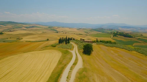 Rolling Hills of Tuscany with Villa