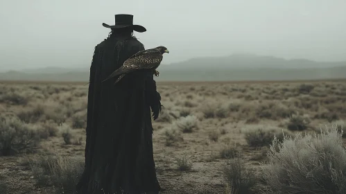 Solitary Man and Bird of Prey