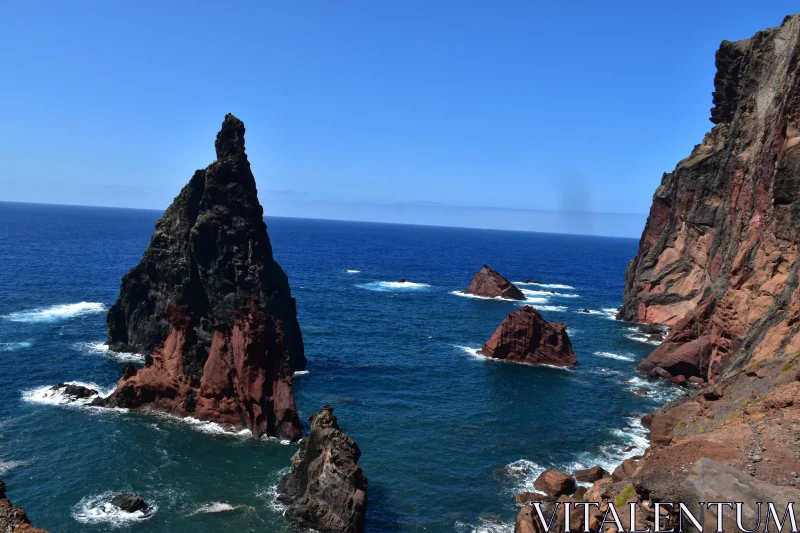 Spectacular Rock Formations on Madeira's Coastline Free Stock Photo