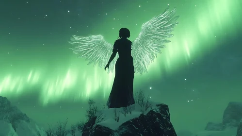 Guardian Angel Under Northern Lights