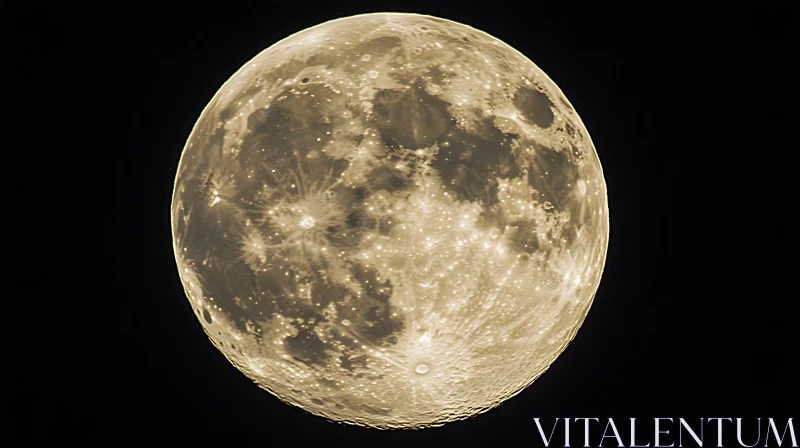 High-Detail Full Moon with Craters AI Image