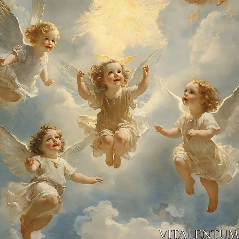 Cherubic Angels in the Sky AI Image