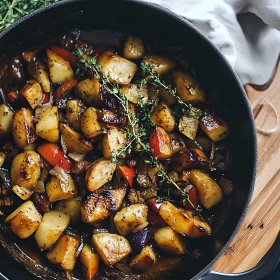 Pan of Herb Roasted Potatoes and Vegetables