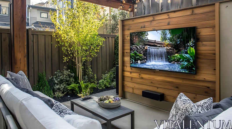 Modern Patio Design with Entertainment System AI Image