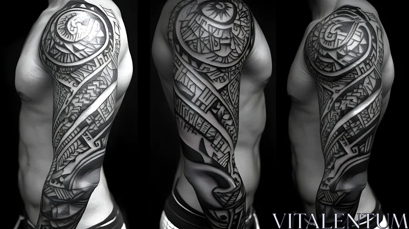 Full Sleeve Tribal Tattoo Art AI Image