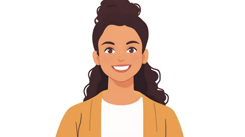 Smiling Woman Cartoon Style Portrait