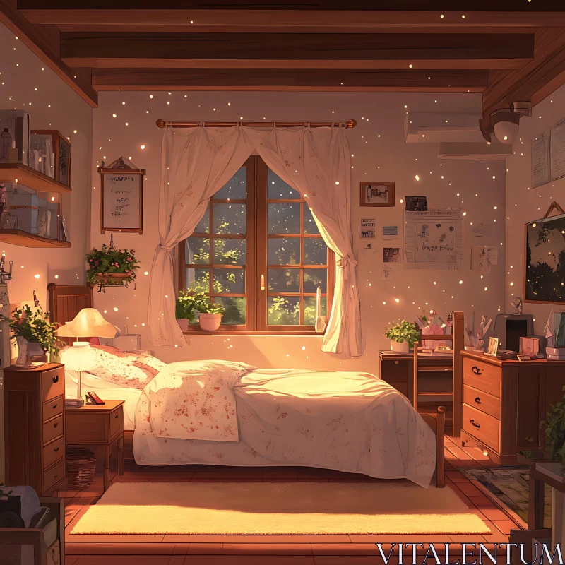 AI ART Serene Bedroom Interior with Natural Light