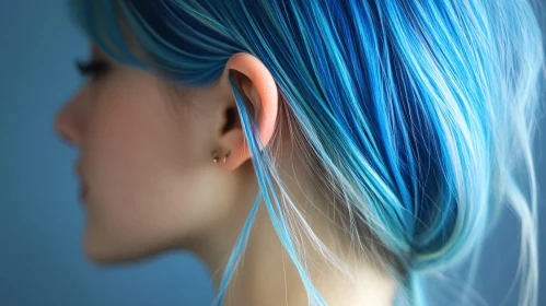 Woman with Blue Hair Style