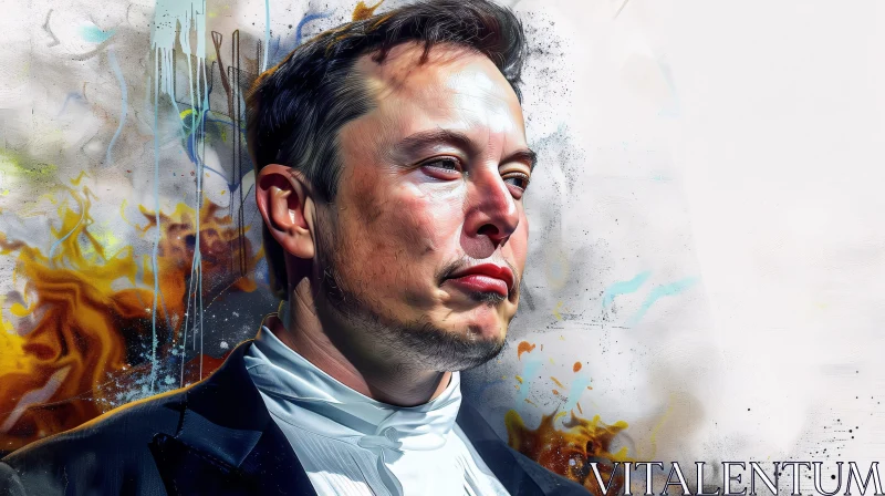 Modern Digital Portrait of Elon Musk AI Image