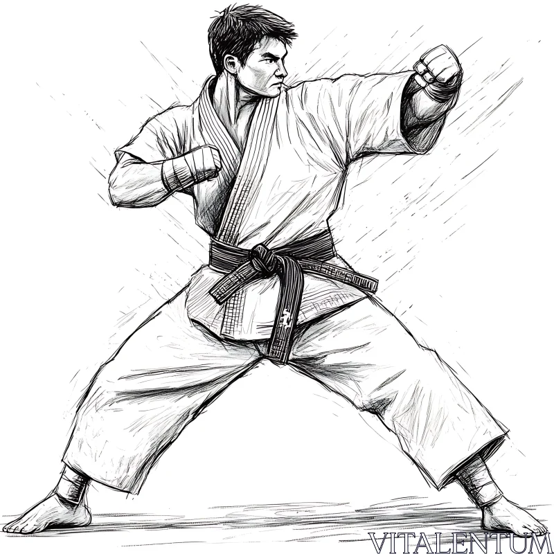 AI ART Martial Arts Stance Sketch