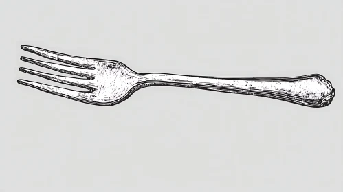 Monochrome Fork Drawing