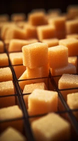 Golden Light Sugar Cubes in Grid Formation