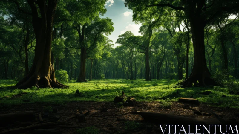 Lush Green Forest - A Dreamlike Natural Wonderland AI Image
