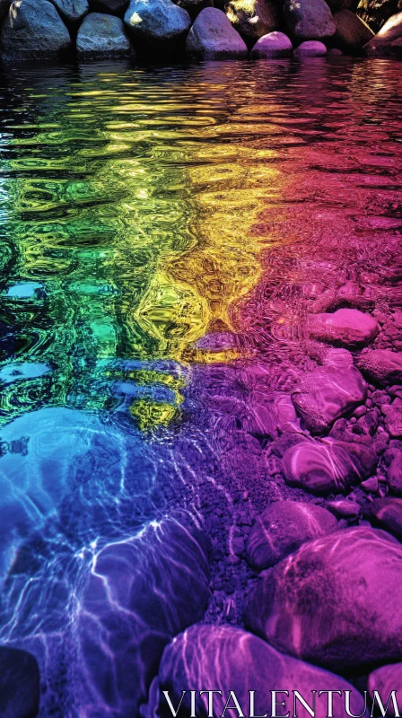 AI ART Rainbow Reflections in a Serene Stream