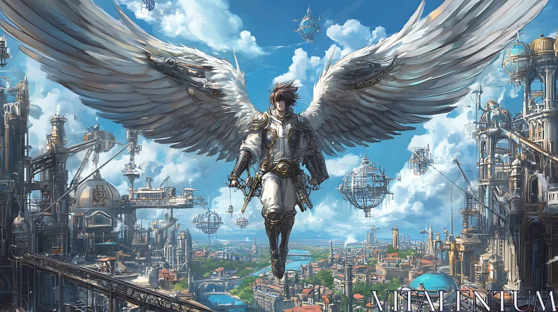 Winged Protector of the Metropolis AI Image