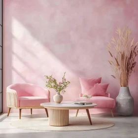 Soft Pink Living Room with Armchairs