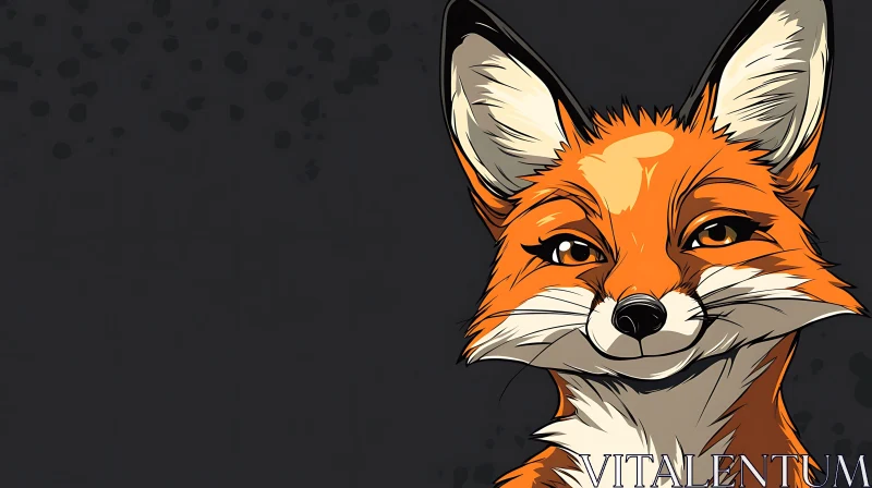 AI ART Orange Fox Cartoon Illustration