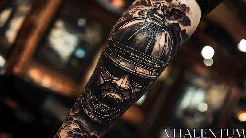 Intricate Viking Helmet Tattoo Design AI Image