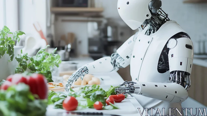 Culinary Robot in Modern Kitchen AI Image