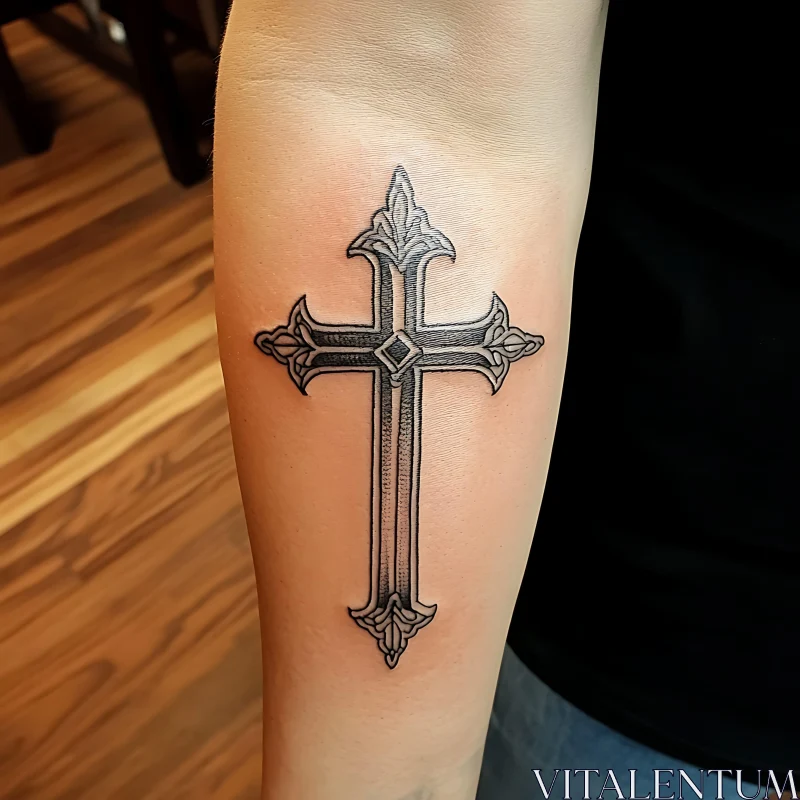 Detailed Cross Tattoo Design AI Image