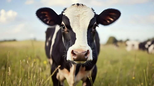 Black and White Cow in Meadow