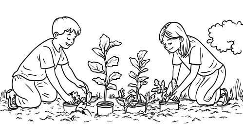 Kids Planting Seedlings