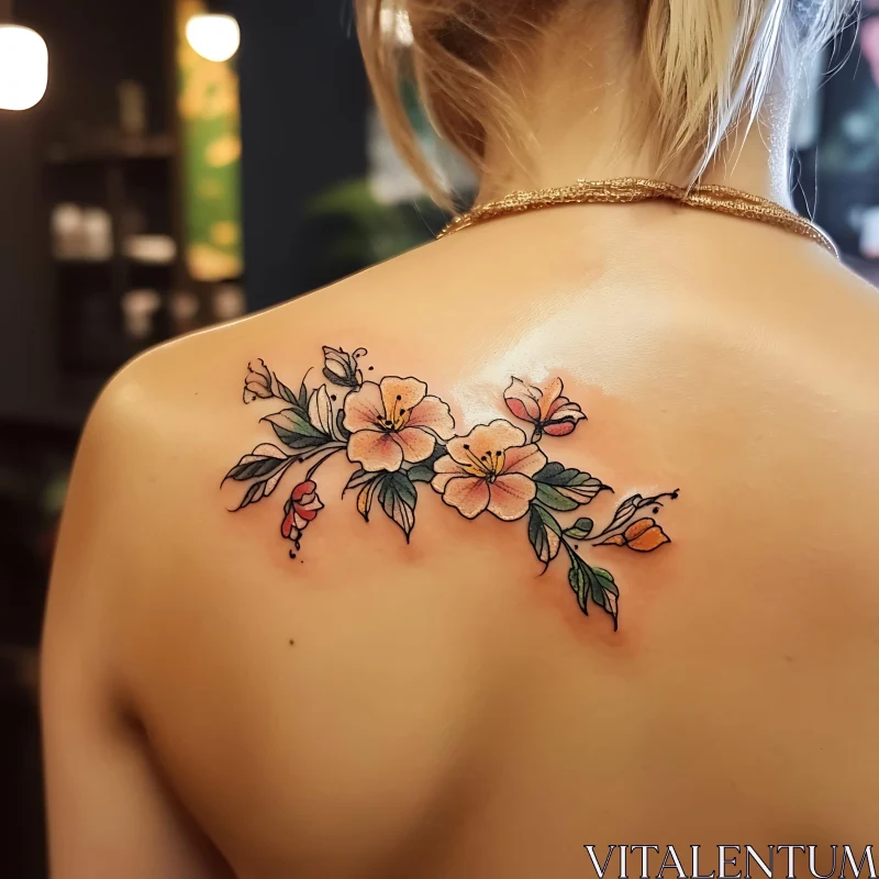 Artistic Floral Tattoo on Shoulder AI Image