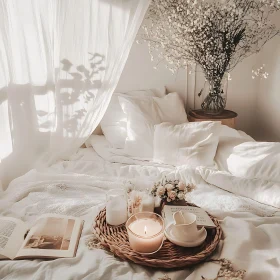 Peaceful Bedroom Scene with Soft Lighting