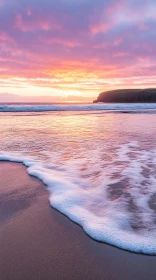 Serene Beach Sunset with Soft Waves