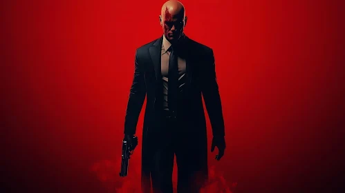 Man in Black Suit with a Gun