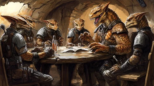 Fantasy Dragon Characters in Deep Discussion